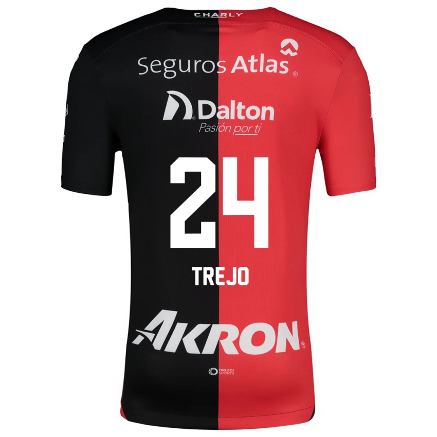 Niño Camiseta Christopher Trejo #24 Negro Rojo 1ª Equipación 2024/25 La Camisa