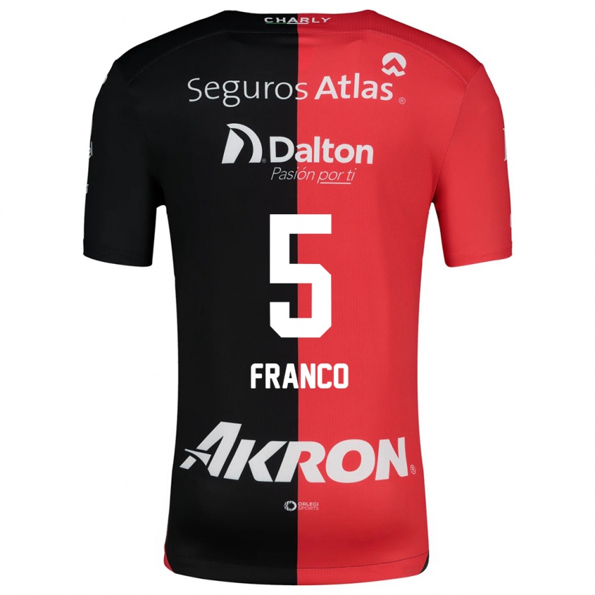 Niño Camiseta Alejandra Franco #5 Negro Rojo 1ª Equipación 2024/25 La Camisa