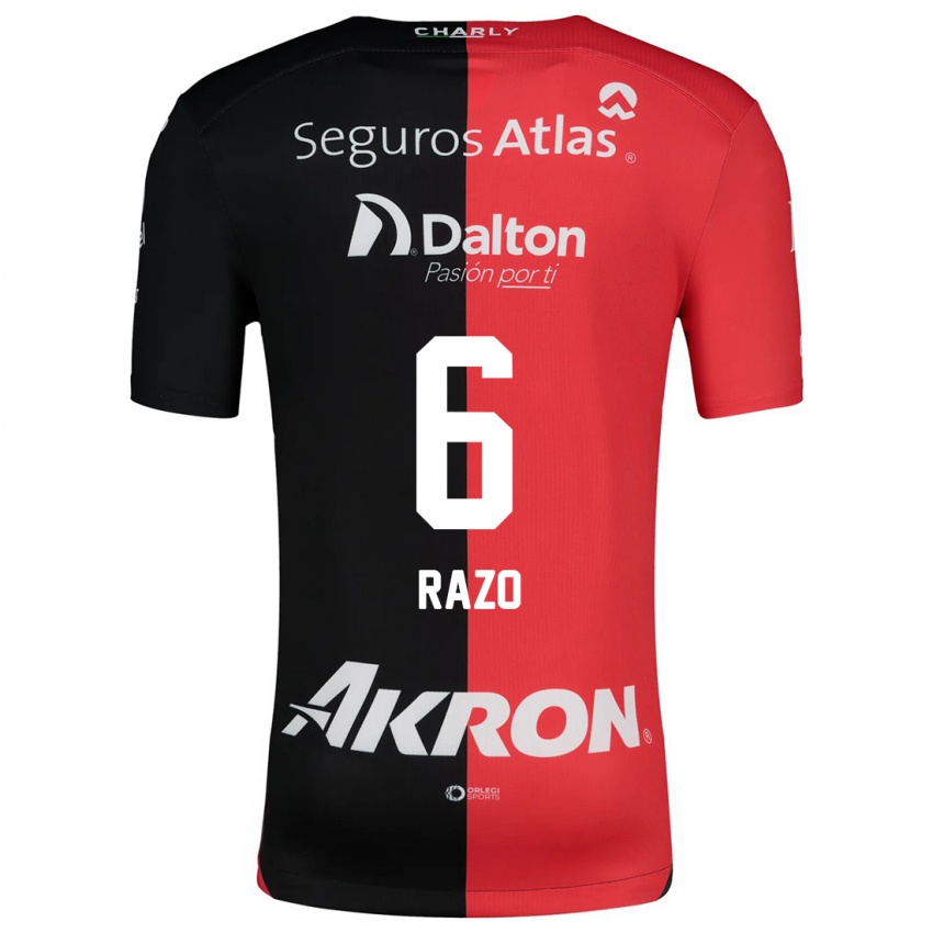 Niño Camiseta Valeria Razo #6 Negro Rojo 1ª Equipación 2024/25 La Camisa