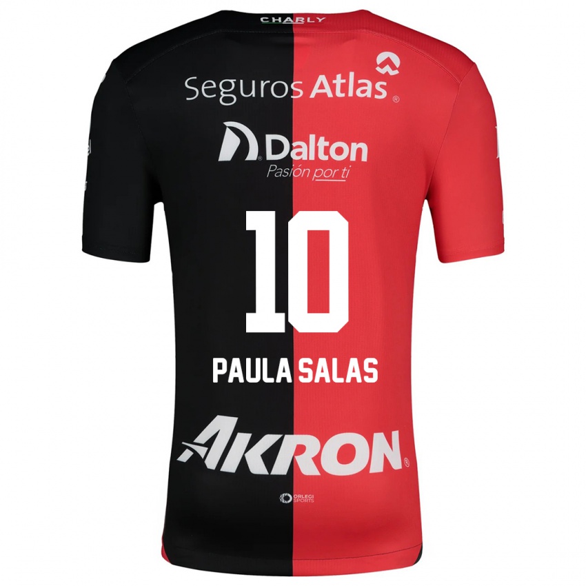 Niño Camiseta María Paula Salas #10 Negro Rojo 1ª Equipación 2024/25 La Camisa