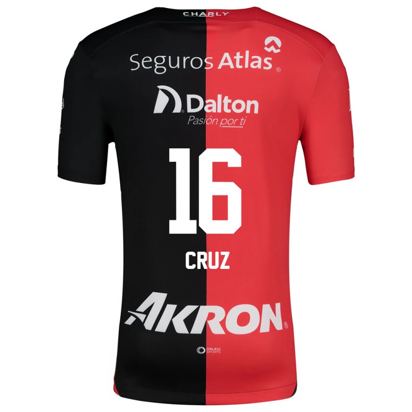 Niño Camiseta Daniela Cruz #16 Negro Rojo 1ª Equipación 2024/25 La Camisa