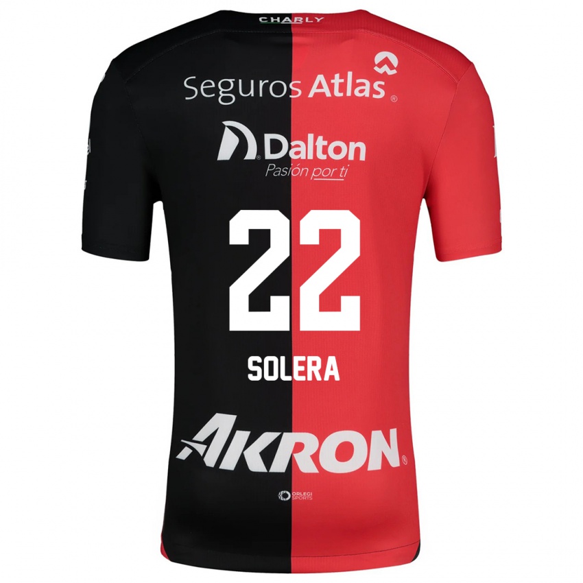 Niño Camiseta Daniela Solera #22 Negro Rojo 1ª Equipación 2024/25 La Camisa