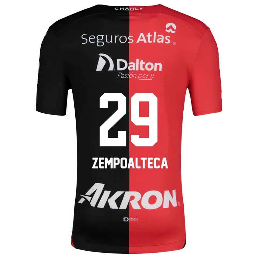 Niño Camiseta Karla Zempoalteca #29 Negro Rojo 1ª Equipación 2024/25 La Camisa