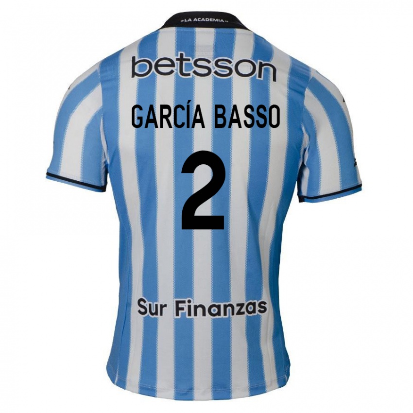 Niño Camiseta Agustín García Basso #2 Azul Blanco Negro 1ª Equipación 2024/25 La Camisa