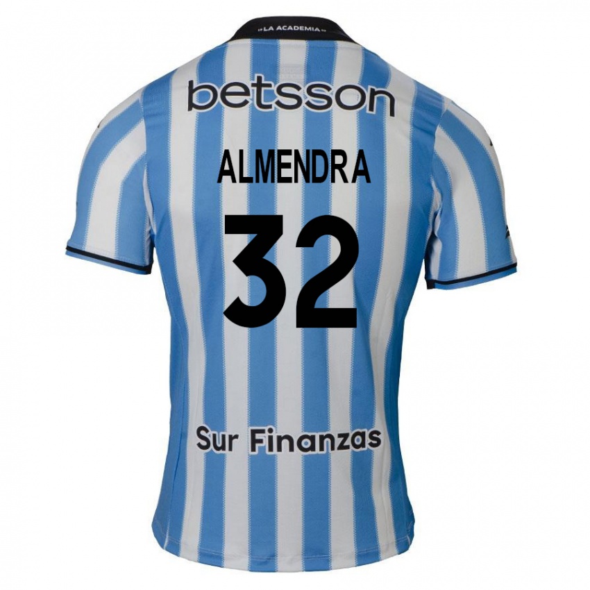 Niño Camiseta Agustin Almendra #32 Azul Blanco Negro 1ª Equipación 2024/25 La Camisa