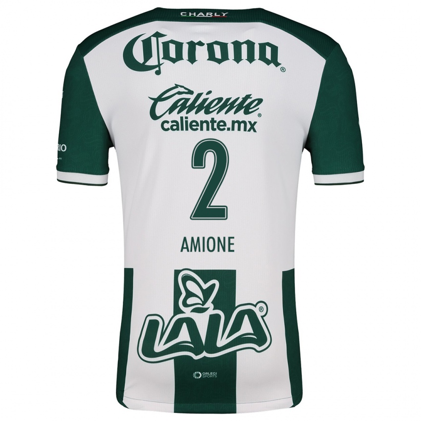 Niño Camiseta Bruno Amione #2 Verde Blanco 1ª Equipación 2024/25 La Camisa