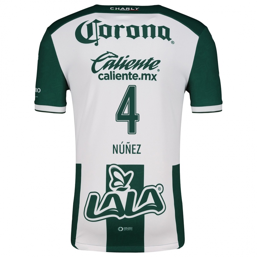 Niño Camiseta Santiago Núñez #4 Verde Blanco 1ª Equipación 2024/25 La Camisa