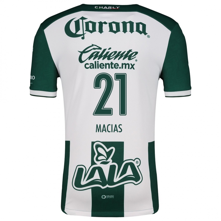 Niño Camiseta José Juan Macías #21 Verde Blanco 1ª Equipación 2024/25 La Camisa