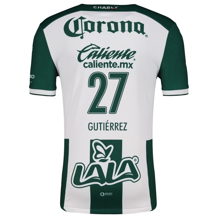 Niño Camiseta Luis Gutiérrez #27 Verde Blanco 1ª Equipación 2024/25 La Camisa