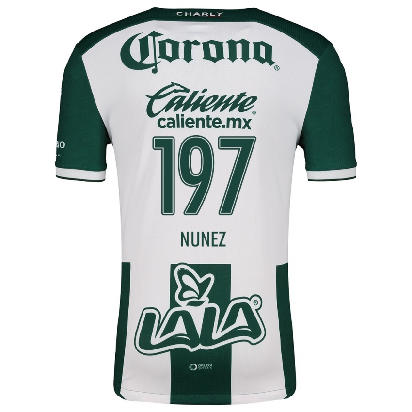 Niño Camiseta Kevin Núñez #197 Verde Blanco 1ª Equipación 2024/25 La Camisa