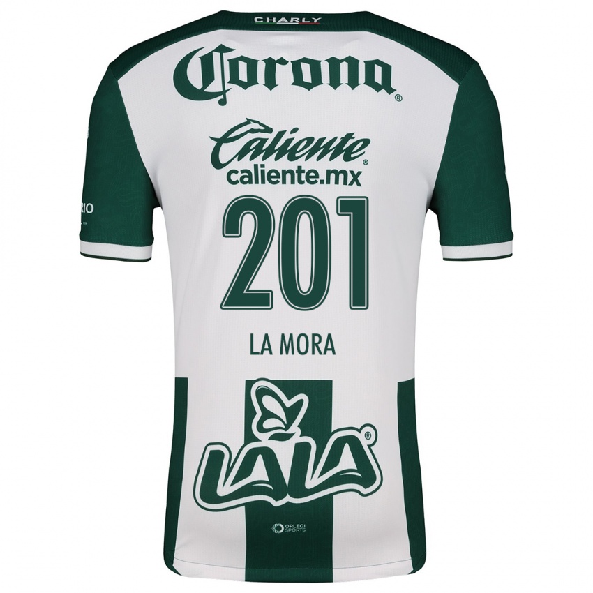 Niño Camiseta Luis De La Mora #201 Verde Blanco 1ª Equipación 2024/25 La Camisa