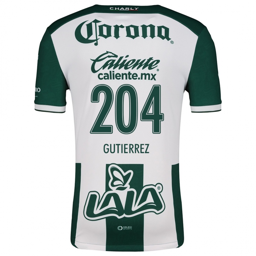 Niño Camiseta Gabriel Gutiérrez #204 Verde Blanco 1ª Equipación 2024/25 La Camisa