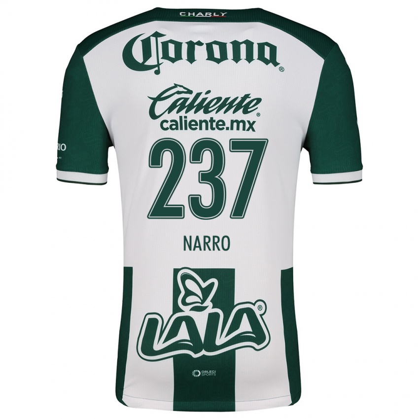 Niño Camiseta Ernesto Narro #237 Verde Blanco 1ª Equipación 2024/25 La Camisa