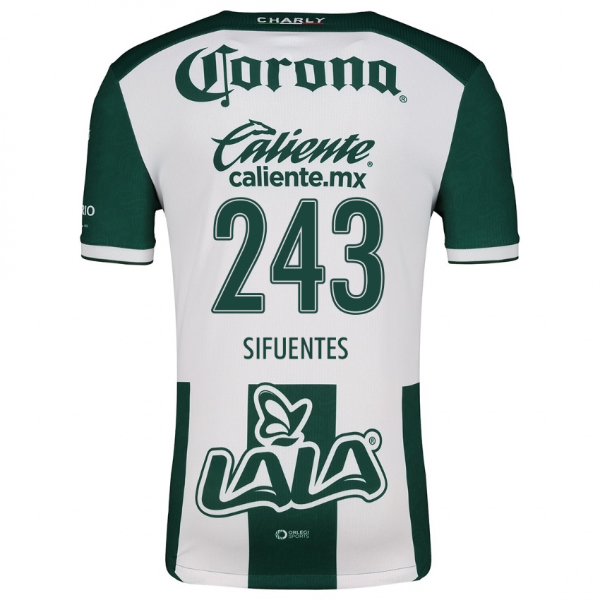 Niño Camiseta José Sifuentes #243 Verde Blanco 1ª Equipación 2024/25 La Camisa