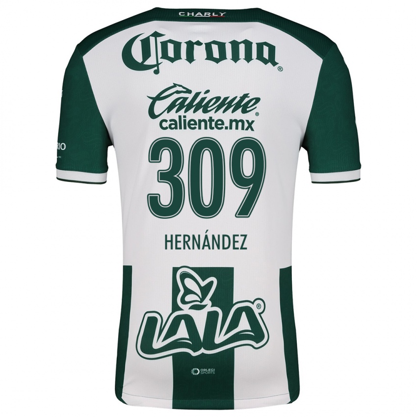 Niño Camiseta Julio Hernández #309 Verde Blanco 1ª Equipación 2024/25 La Camisa