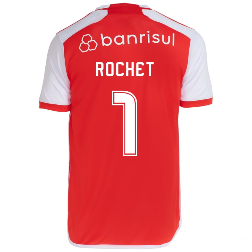 Niño Camiseta Sergio Rochet #1 Rojo Blanco 1ª Equipación 2024/25 La Camisa