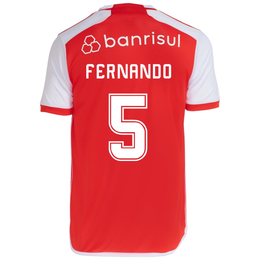 Niño Camiseta Fernando #5 Rojo Blanco 1ª Equipación 2024/25 La Camisa