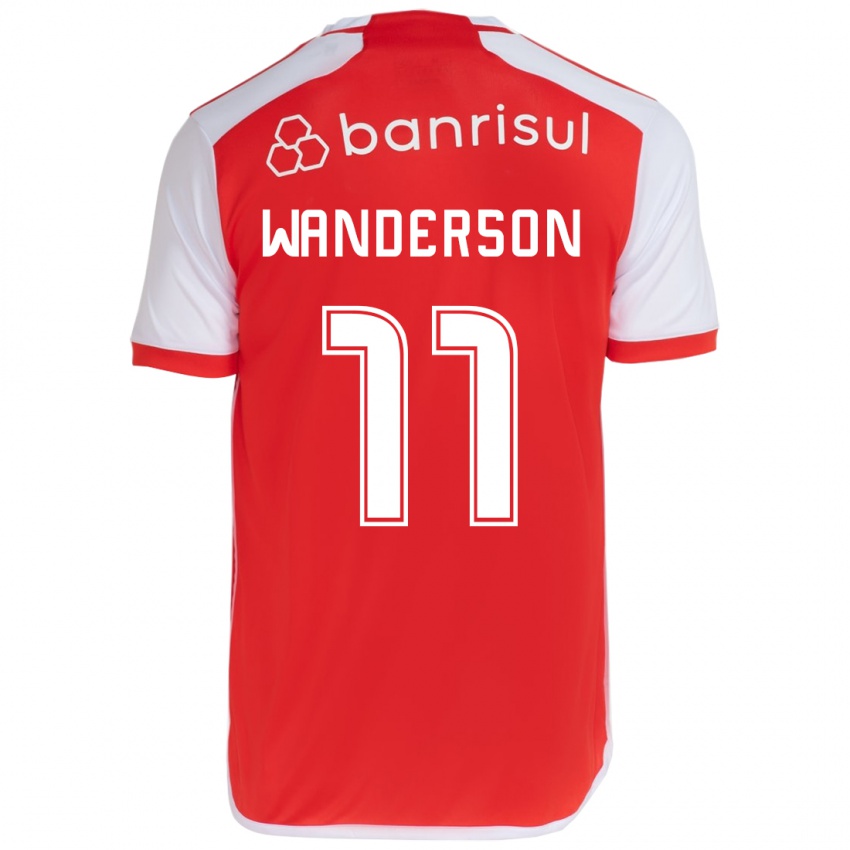 Niño Camiseta Wanderson #11 Rojo Blanco 1ª Equipación 2024/25 La Camisa