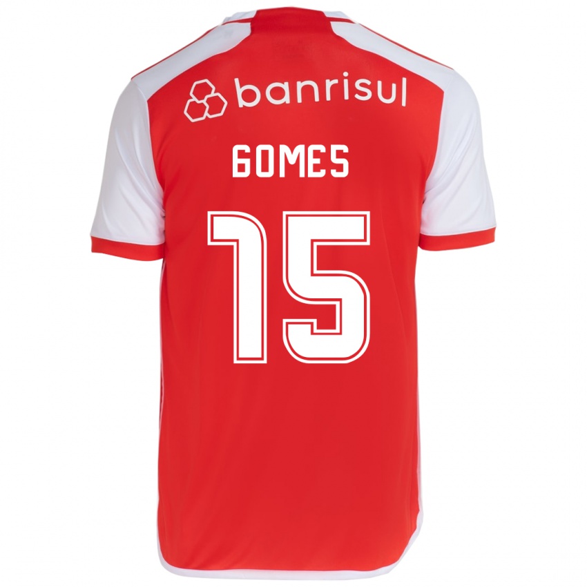 Niño Camiseta Bruno Gomes #15 Rojo Blanco 1ª Equipación 2024/25 La Camisa