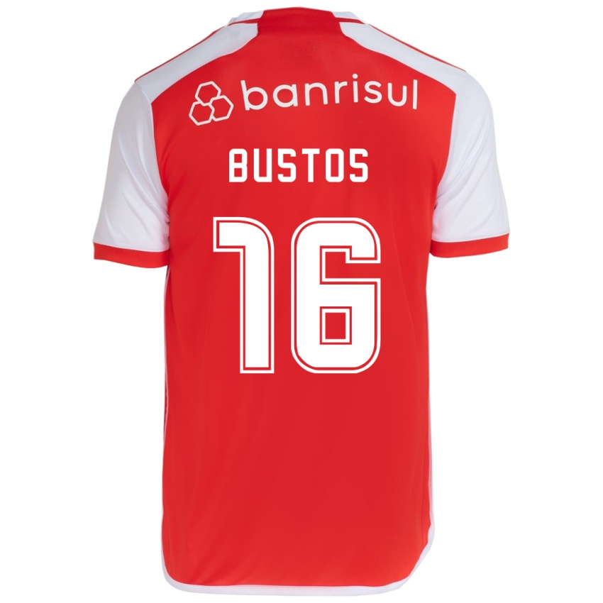 Niño Camiseta Fabricio Bustos #16 Rojo Blanco 1ª Equipación 2024/25 La Camisa