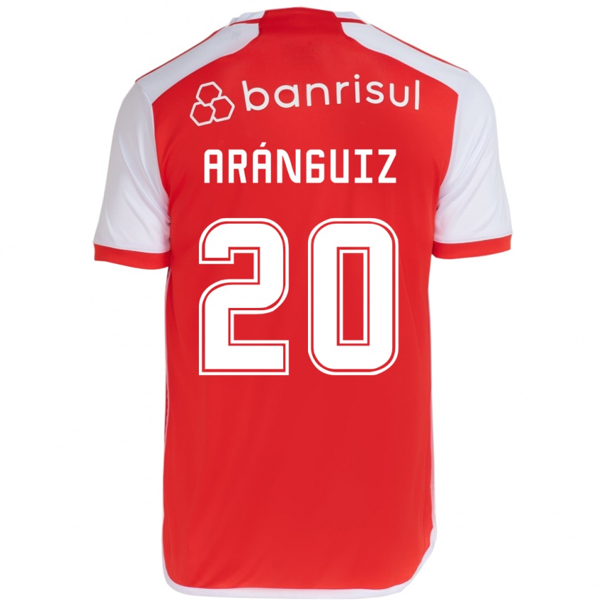 Niño Camiseta Charles Aránguiz #20 Rojo Blanco 1ª Equipación 2024/25 La Camisa