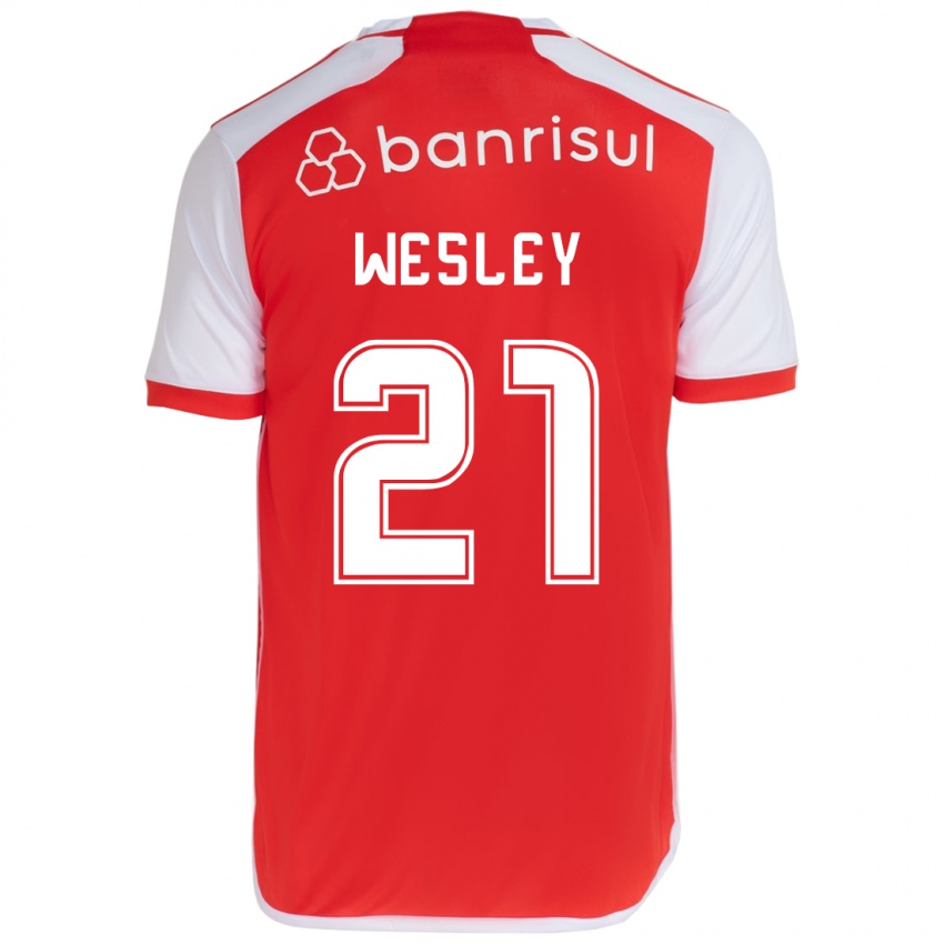 Niño Camiseta Wesley #21 Rojo Blanco 1ª Equipación 2024/25 La Camisa