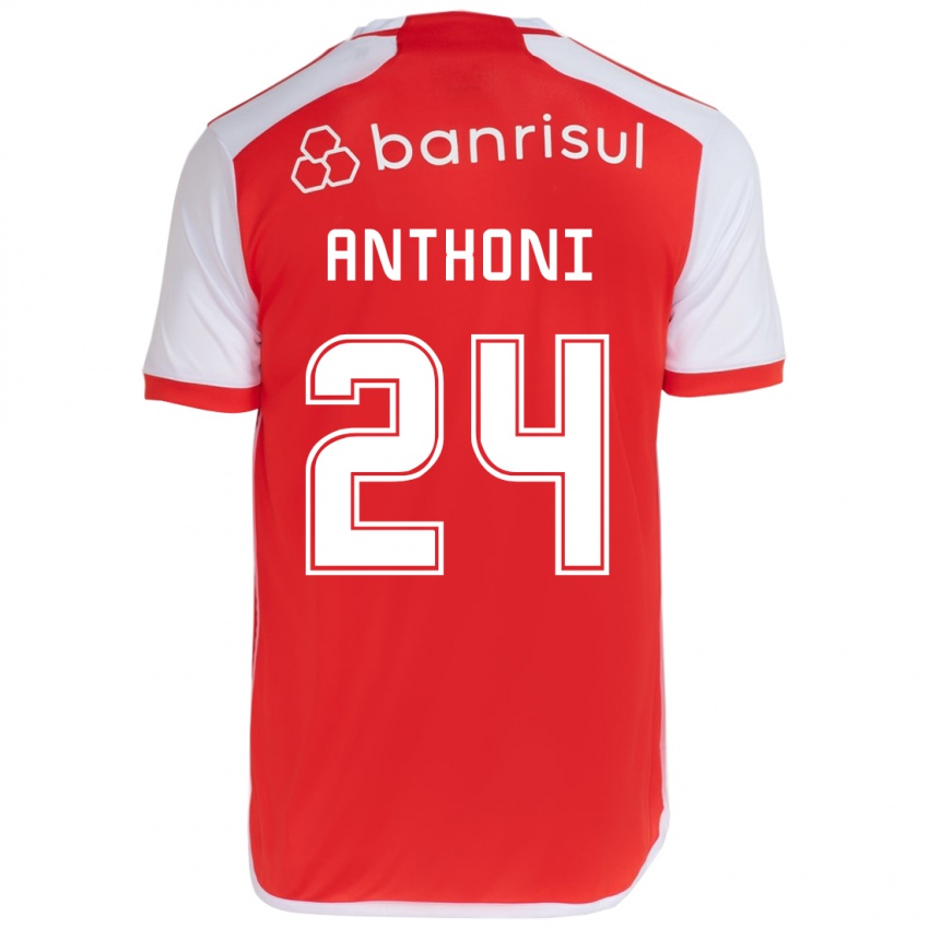 Niño Camiseta Anthoni #24 Rojo Blanco 1ª Equipación 2024/25 La Camisa