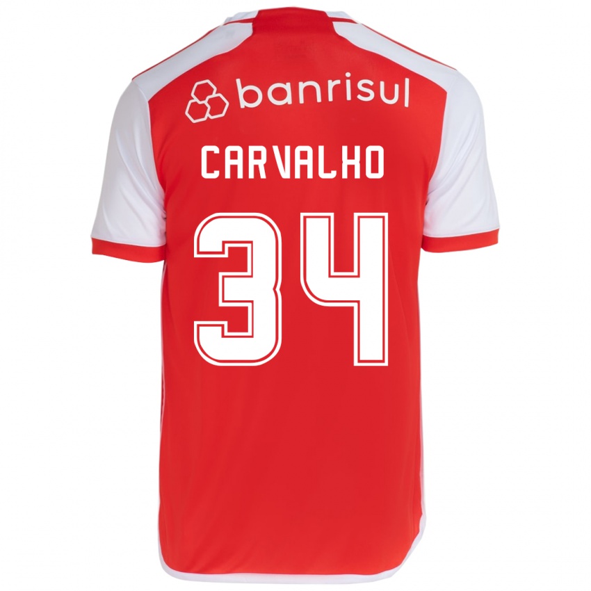 Niño Camiseta Gabriel Carvalho #34 Rojo Blanco 1ª Equipación 2024/25 La Camisa