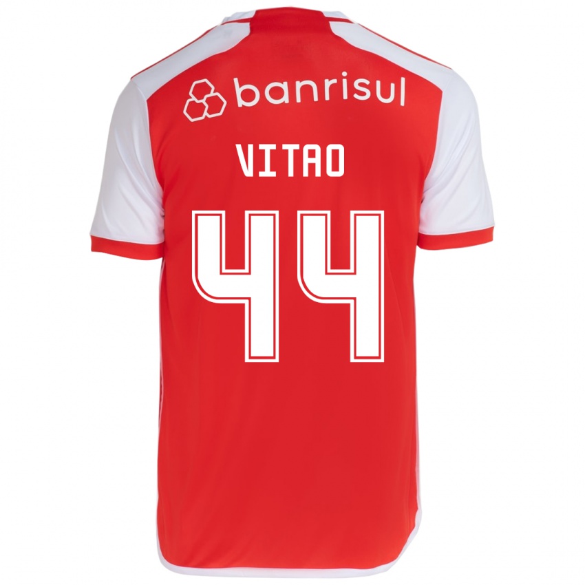 Niño Camiseta Vitão #44 Rojo Blanco 1ª Equipación 2024/25 La Camisa