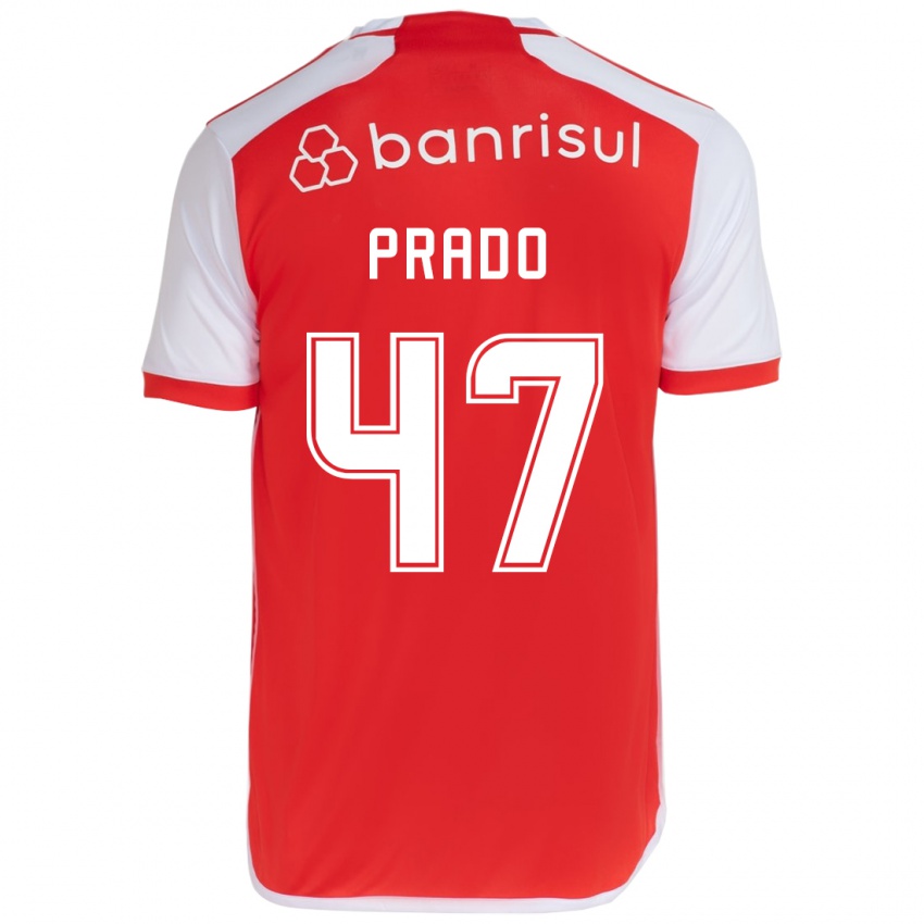 Niño Camiseta Gustavo Prado #47 Rojo Blanco 1ª Equipación 2024/25 La Camisa