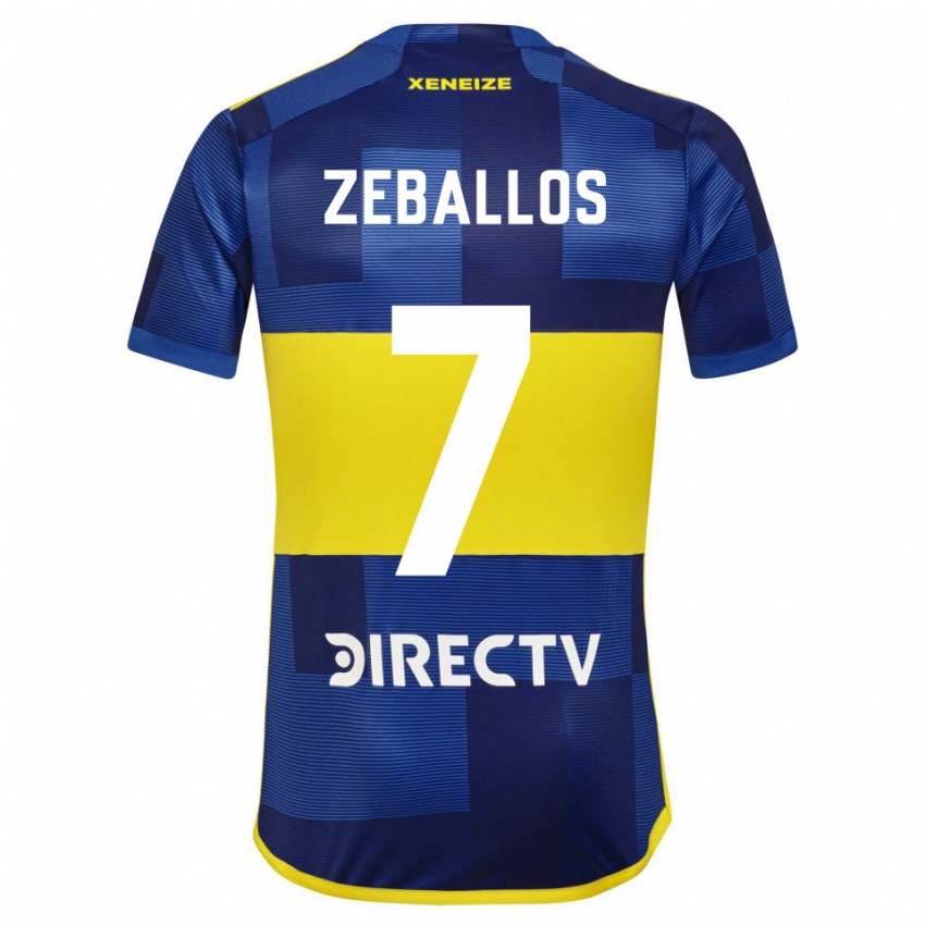 Niño Camiseta Exequiel Zeballos #7 Azul Amarillo 1ª Equipación 2024/25 La Camisa