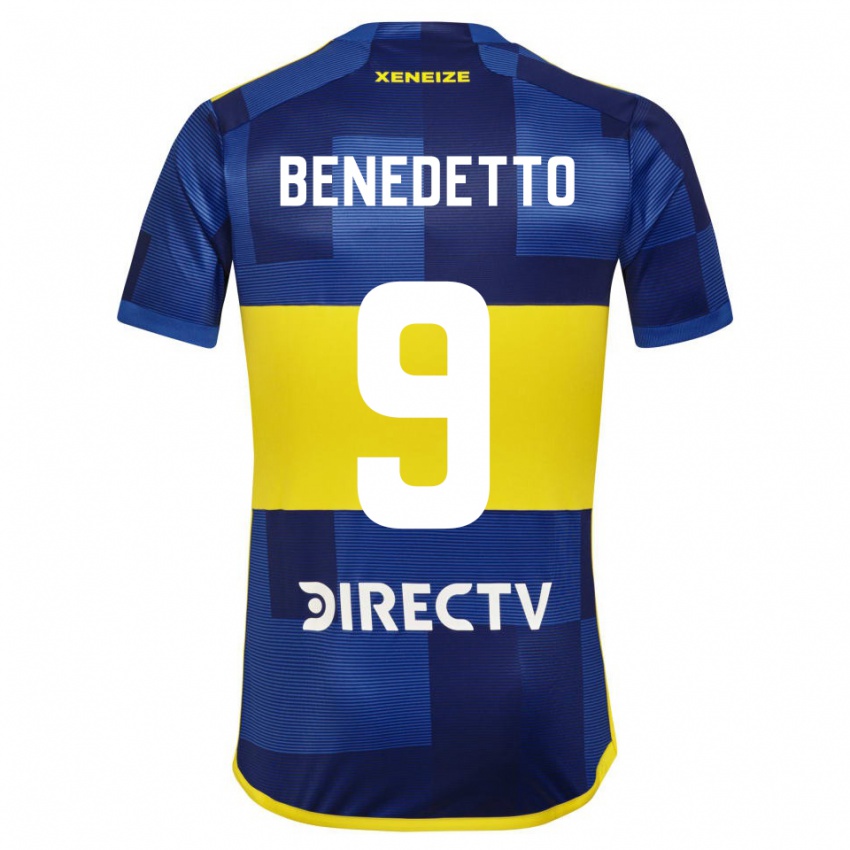 Niño Camiseta Dario Benedetto #9 Azul Amarillo 1ª Equipación 2024/25 La Camisa