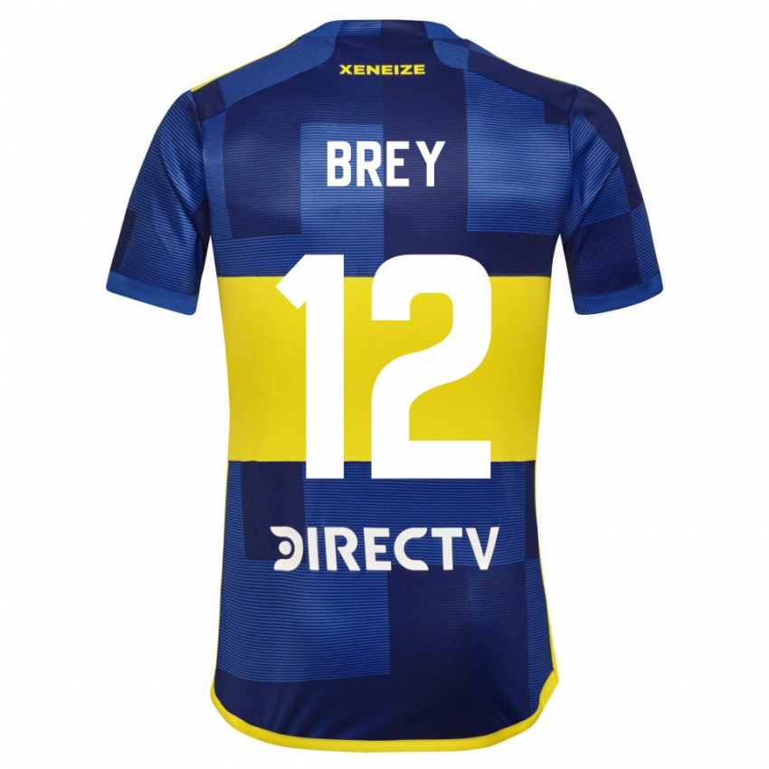 Niño Camiseta Leandro Brey #12 Azul Amarillo 1ª Equipación 2024/25 La Camisa