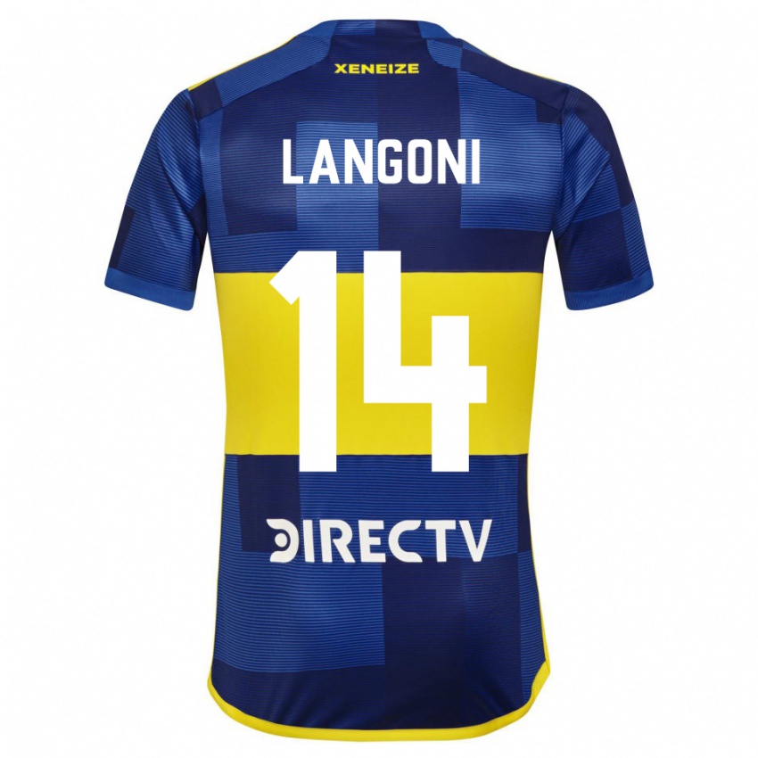 Niño Camiseta Luca Langoni #14 Azul Amarillo 1ª Equipación 2024/25 La Camisa