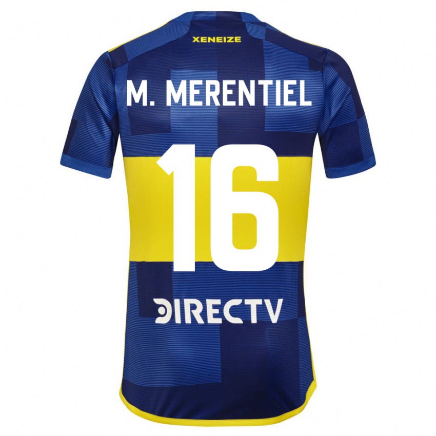 Niño Camiseta Miguel Merentiel #16 Azul Amarillo 1ª Equipación 2024/25 La Camisa