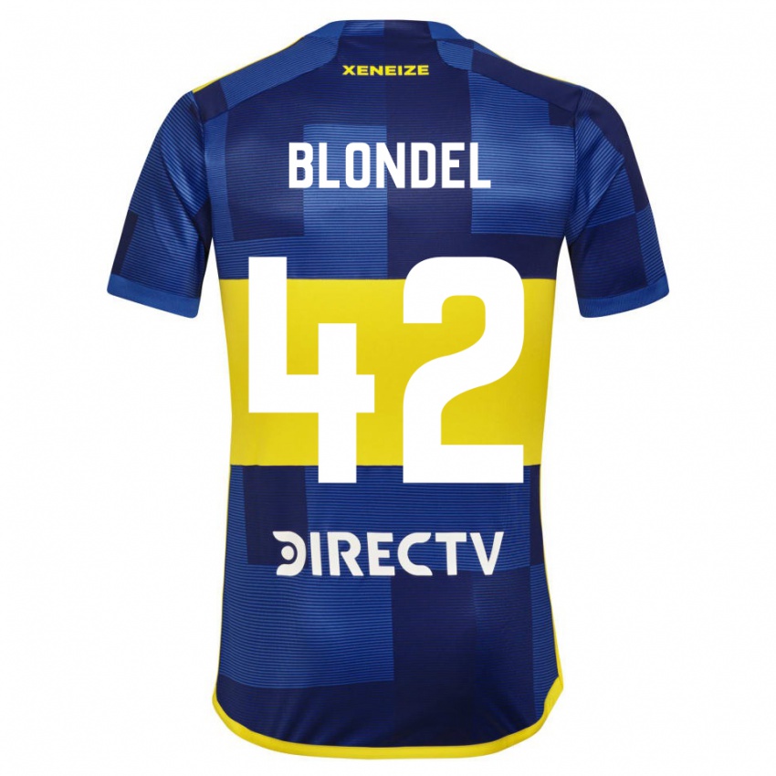 Niño Camiseta Lucas Blondel #42 Azul Amarillo 1ª Equipación 2024/25 La Camisa