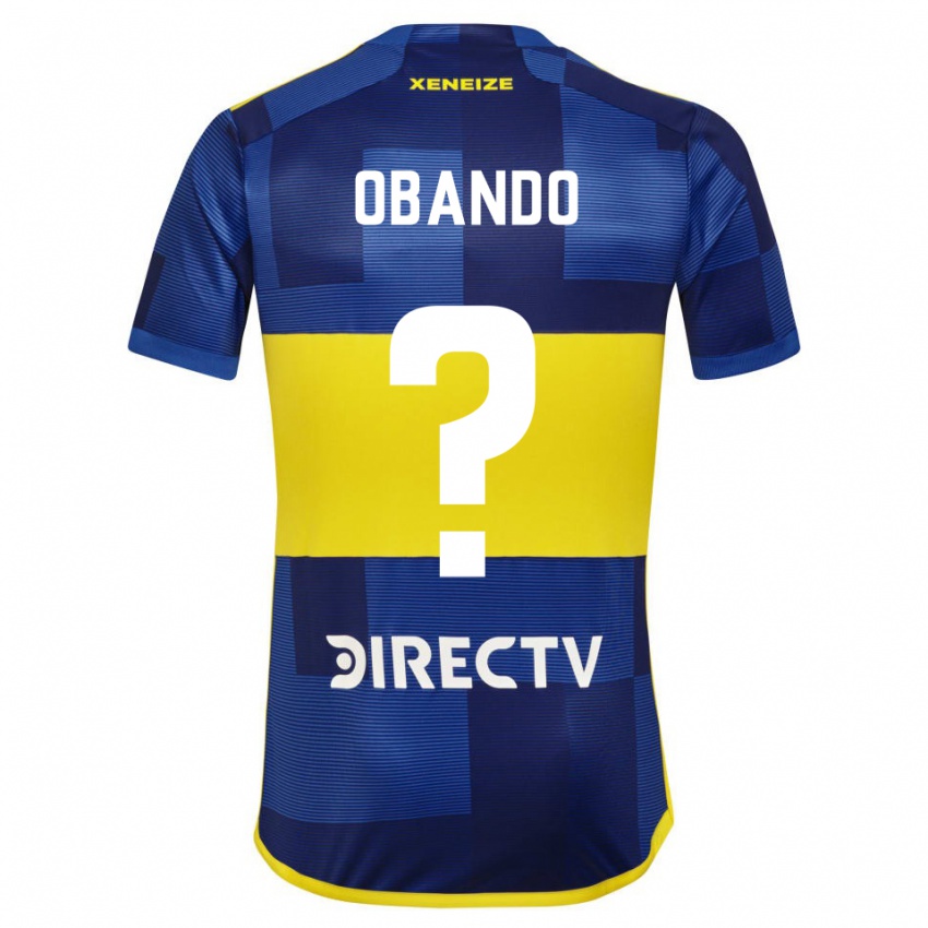 Niño Camiseta Agustin Obando #0 Azul Amarillo 1ª Equipación 2024/25 La Camisa