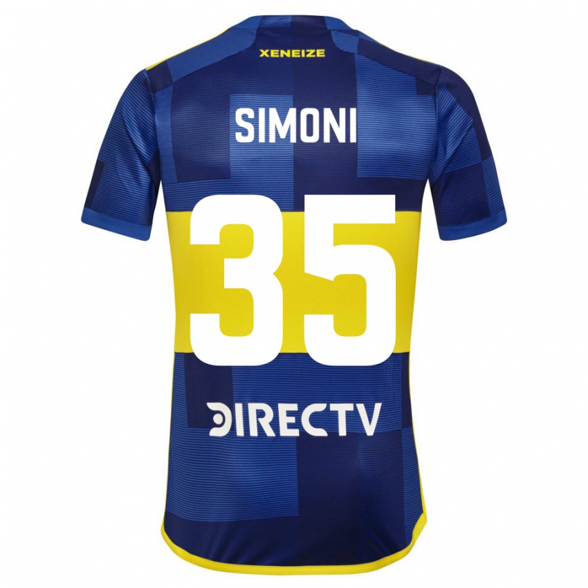 Niño Camiseta Valentino Simoni #35 Azul Amarillo 1ª Equipación 2024/25 La Camisa