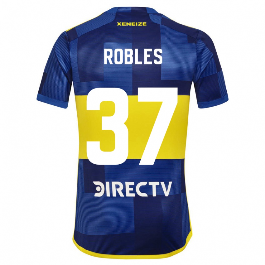 Niño Camiseta Sebastian Diaz Robles #37 Azul Amarillo 1ª Equipación 2024/25 La Camisa