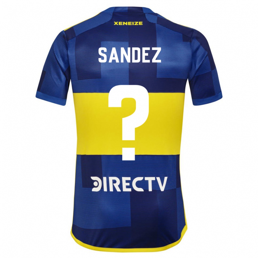 Niño Camiseta Agustin Sandez #0 Azul Amarillo 1ª Equipación 2024/25 La Camisa