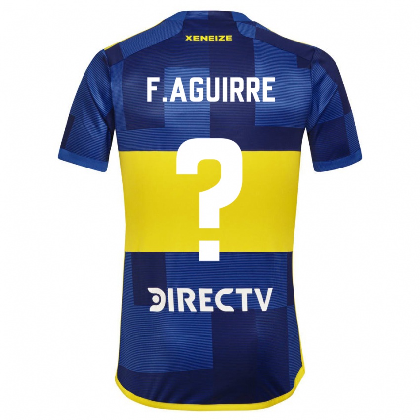 Niño Camiseta Federico Aguirre #0 Azul Amarillo 1ª Equipación 2024/25 La Camisa