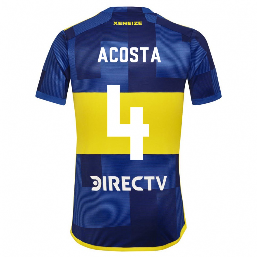 Niño Camiseta Natan Acosta #4 Azul Amarillo 1ª Equipación 2024/25 La Camisa