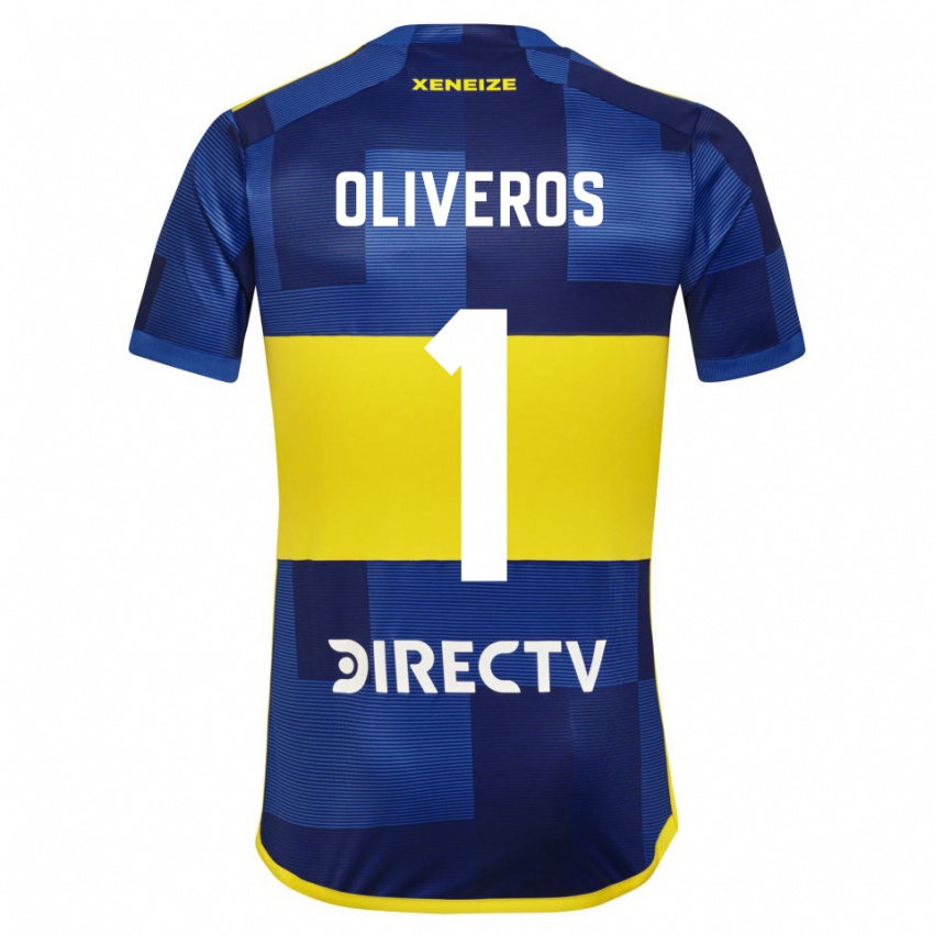 Niño Camiseta Laurina Oliveros #1 Azul Amarillo 1ª Equipación 2024/25 La Camisa