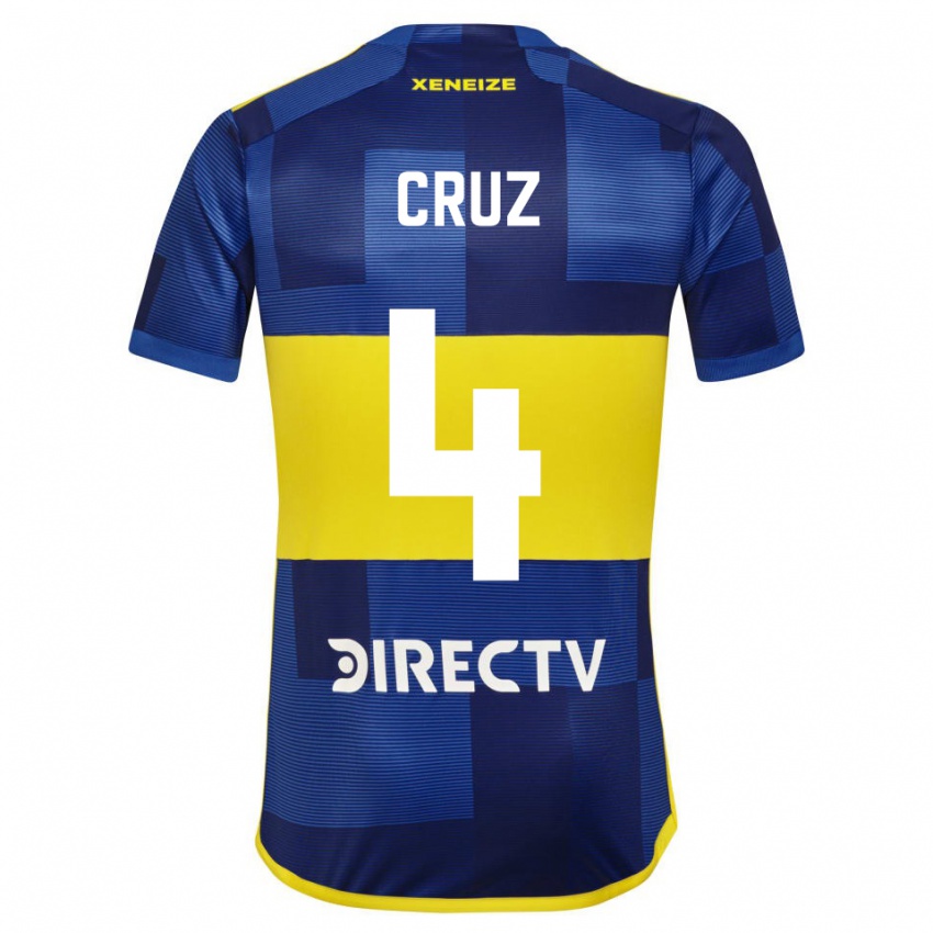 Niño Camiseta Julieta Cruz #4 Azul Amarillo 1ª Equipación 2024/25 La Camisa