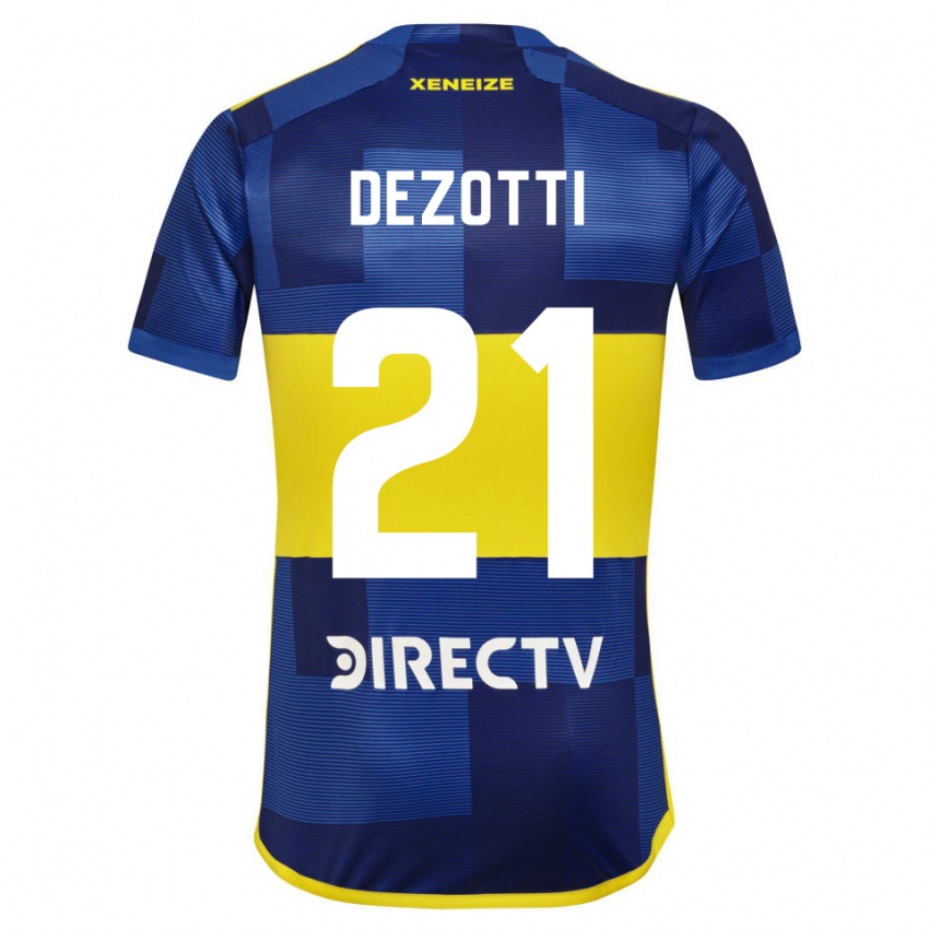 Niño Camiseta Martina Dezotti #21 Azul Amarillo 1ª Equipación 2024/25 La Camisa