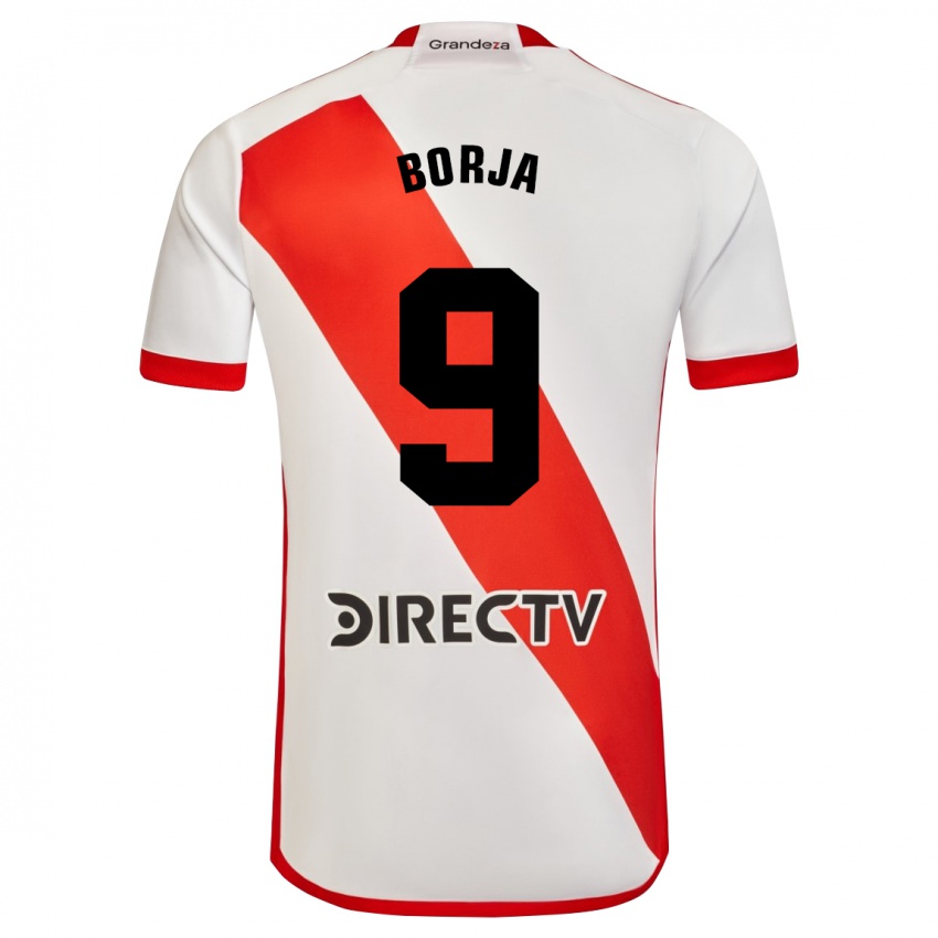 Niño Camiseta Miguel Borja #9 Blanco Rojo 1ª Equipación 2024/25 La Camisa