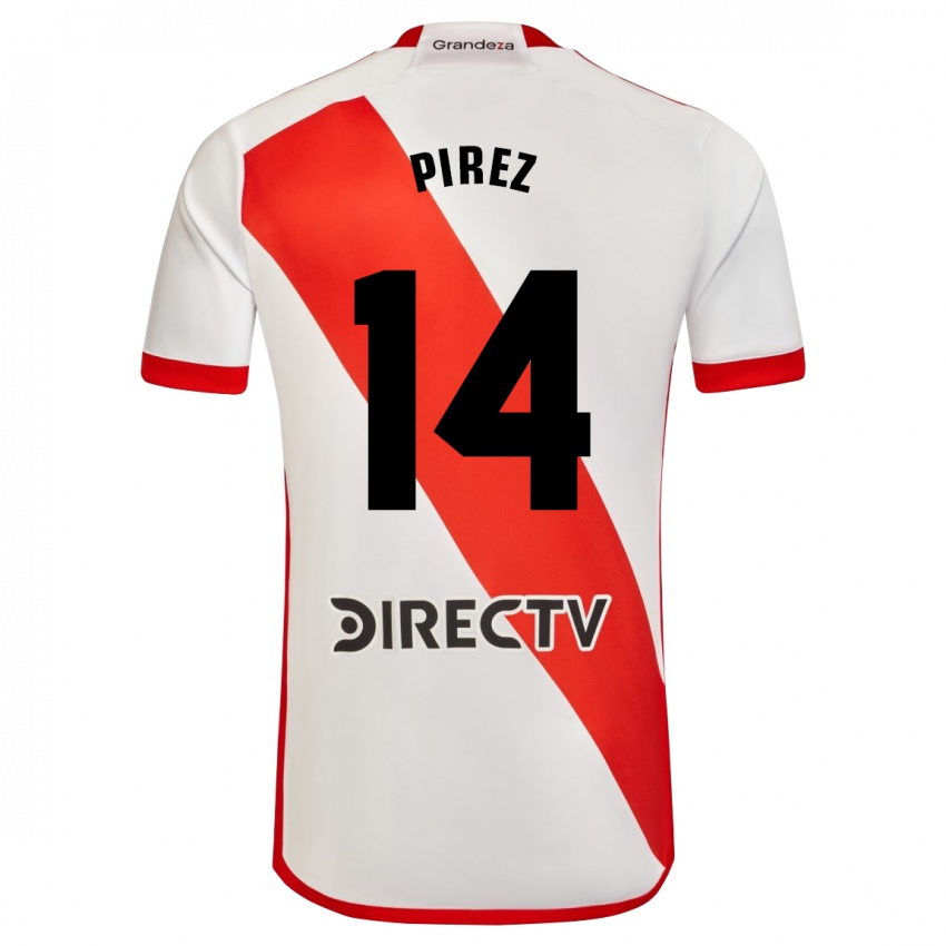 Niño Camiseta Leandro González Pírez #14 Blanco Rojo 1ª Equipación 2024/25 La Camisa