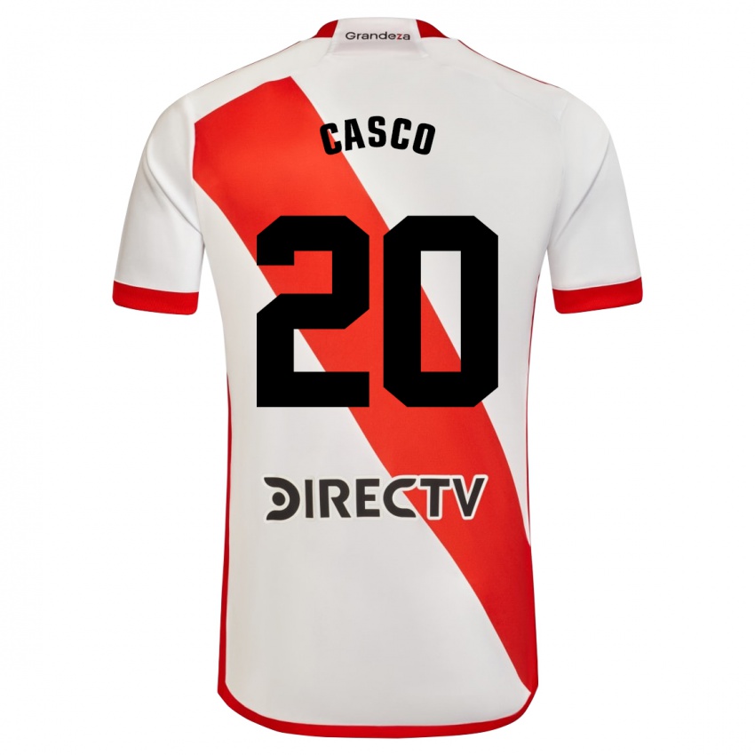 Niño Camiseta Milton Casco #20 Blanco Rojo 1ª Equipación 2024/25 La Camisa