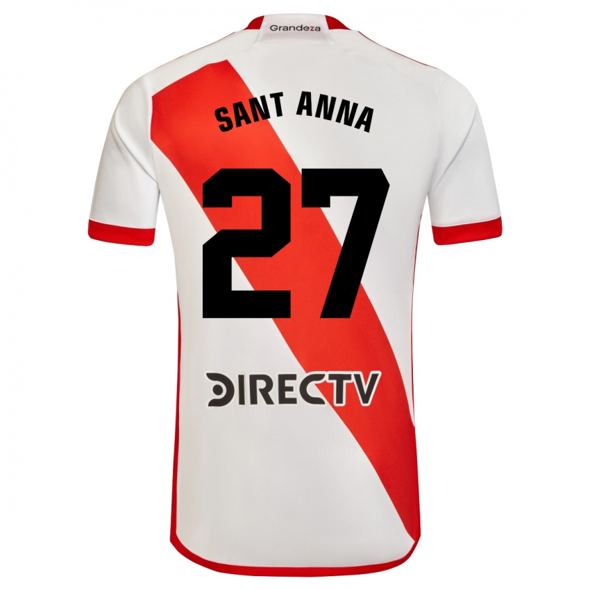 Niño Camiseta Agustín Sant Anna #27 Blanco Rojo 1ª Equipación 2024/25 La Camisa