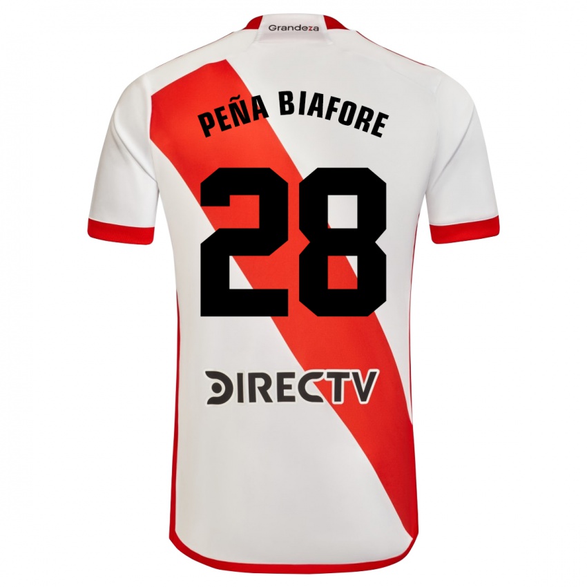 Niño Camiseta Felipe Pena Biafore #28 Blanco Rojo 1ª Equipación 2024/25 La Camisa